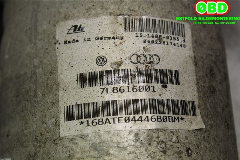 Fjær foran nivå luftpute/belg til Audi Q7 2006-2010 (Type I, Fase 1)  (AUDI|7L8 616 001|7L8 616 019 G|7L8616001)