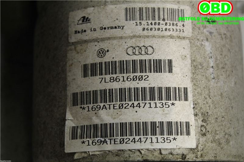 Fjær foran nivå luftpute/belg til Audi Q7 2006-2010 (Type I, Fase 1)  (AUDI|7L8 616 020 C|7L8 616 020 G|7L8616002)