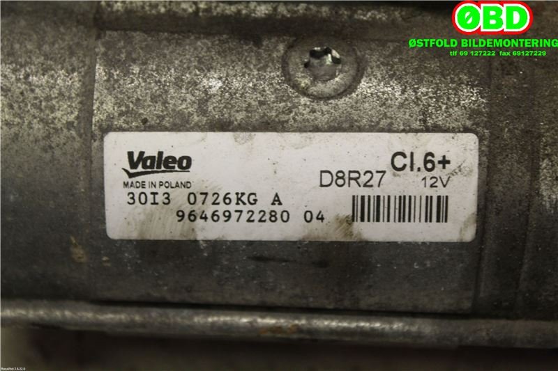Starter diesel til Fiat Scudo 2007-2017 (Type II)  (FIAT|9647157980||9646972280)