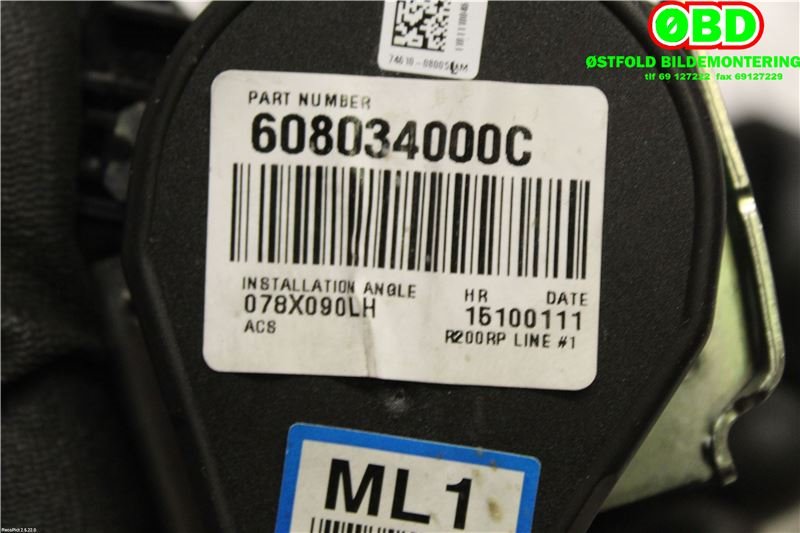 Airbag beltestrammer til SsangYong Rexton 2007-2013 (Y250) (Y250) (SSANGYONG||608034000C)