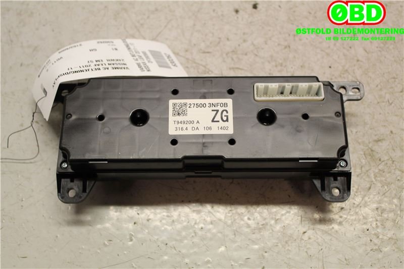 Varmeapparat betjening til Nissan Leaf 2011-2017 (Type I)  (Nissan LEAF US MAKE|275003NF0B|)