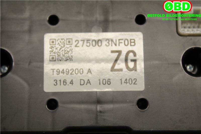Varmeapparat betjening til Nissan Leaf 2011-2017 (Type I)  (Nissan LEAF US MAKE|275003NF0B|)