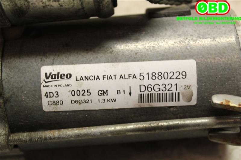 Starter diesel til Fiat Doblo 2010-->> (Type II)  (FIAT|71798881|71798882|51880229)