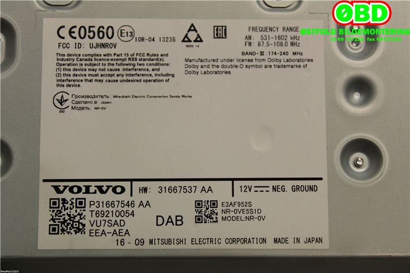 Bilstereo diverse til Volvo XC90 2015-2025 (Type II)  (VOLVO|36011499||31667546AA)