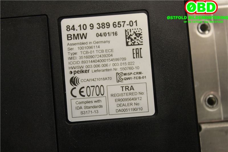 Styreenhet diverse til BMW X1 2015-2022 (F48) (F48) (BMW|84 10 9 362 848||84109389657)
