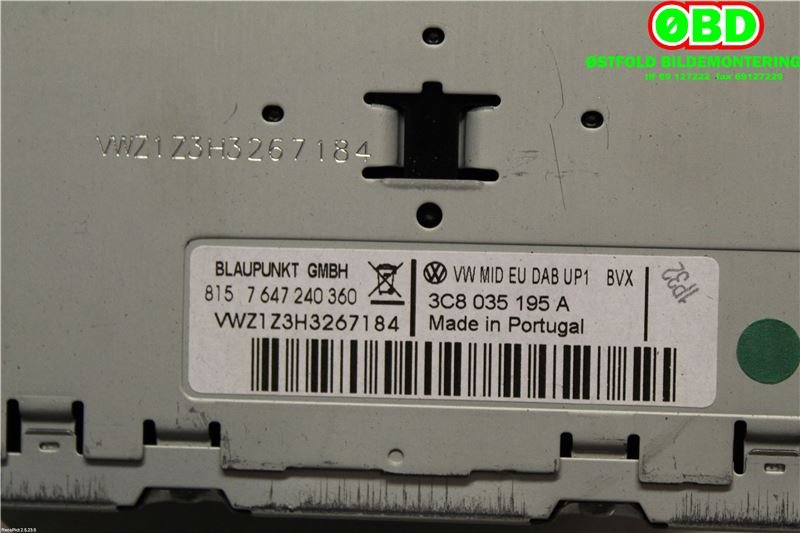 Bilstereo til VW CC 2008-2012 (PASSAT CC) (PASSAT CC) (VOLKSWAGEN||3C8035195A)