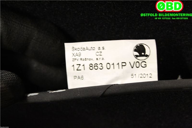 Innredning diverse til Škoda Octavia 2009-2013 (Type II, Fase 2)  (SKODA||1Z1863011P)