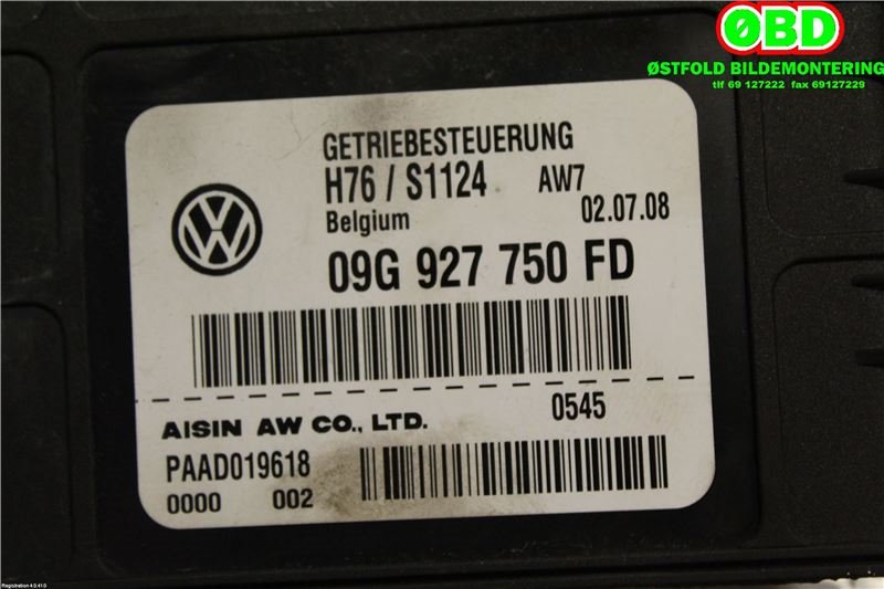 Styreenhet girkasse til VW Tiguan 2007-2011 (Type I, Fase 1)  (VOLKSWAGEN|09G 927 750 FD||09G927750FD)