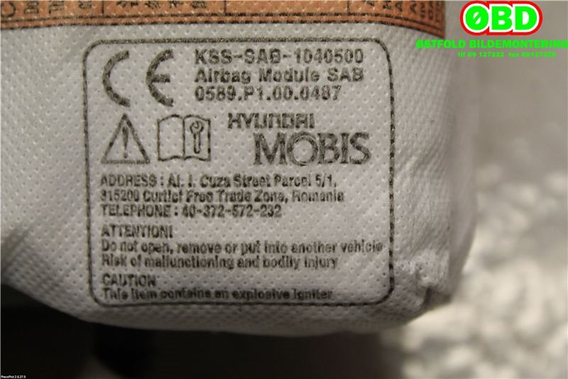 Airbag sidepute høyre til Kia Cee