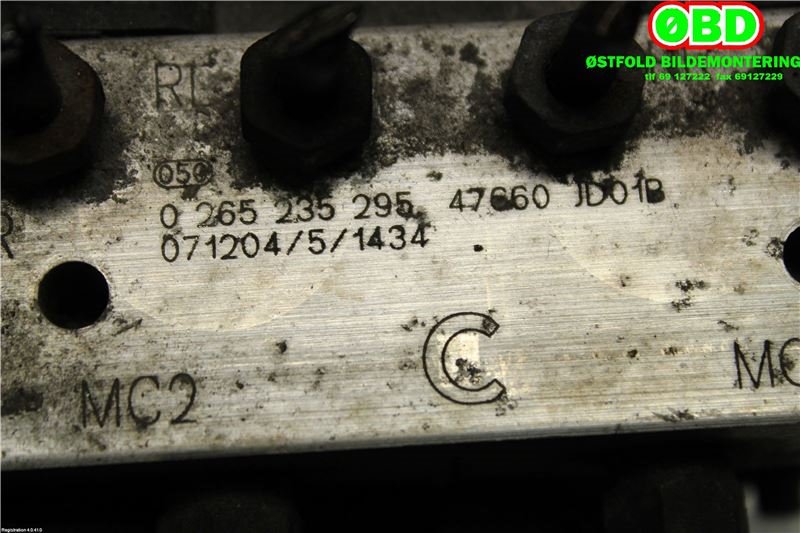 ABS sentral til Nissan Qashqai 2007-2010 (Type I, Fase 1)  (NISSAN|47660JD56A|47660JD56B|47660JD01B)