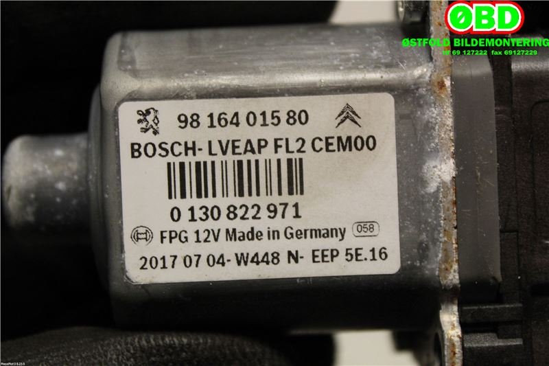 Ruteheis venstre bak til Peugeot 208 2012-2019 (Type I)  (9816402380|)