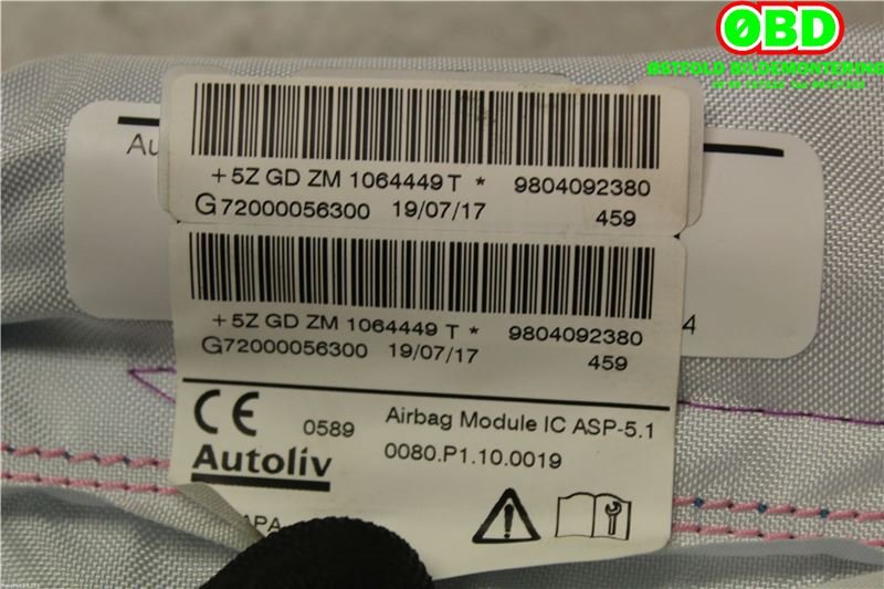 Airbag gardin venstre til Peugeot 208 2012-2019 (Type I)  (9804092380|)
