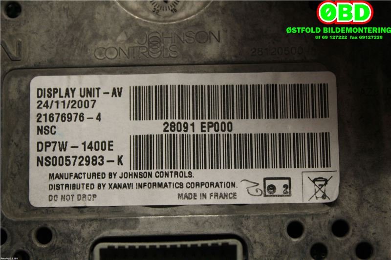 Instrument kjørecomputer til Nissan Qashqai 2007-2010 (Type I, Fase 1)  (NISSAN|28091EP000|28091EP00A)