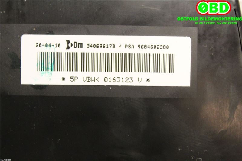 Airbag sidepute høyre til Peugeot 5008 2010-2017 (Type I) (PEUGEOT|8216XX||9684602380)