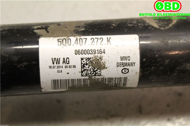 Drivaksel høyre foran til Škoda Octavia 2013-2016 (Type III, Fase 1)  (SKODA|5Q0 407 272 K|5Q0 407 272 EQ|5Q0407272K)