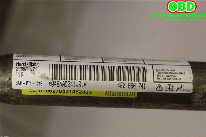 Airbag gardin venstre til Audi A8 2003-2010 (Type II)  (AUDI|4E0880741|)