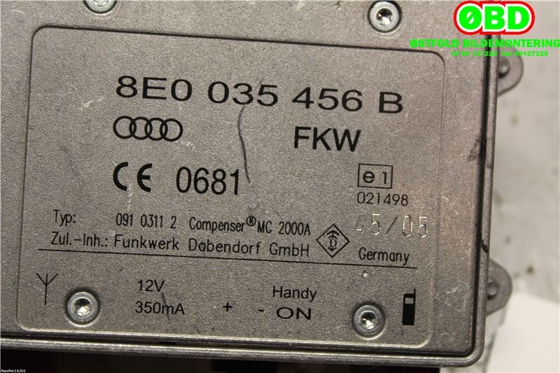 Antenne forsterker til Audi A8 2003-2010 (Type II)  (AUDI|8E0 035 456 D||8E0035456B)