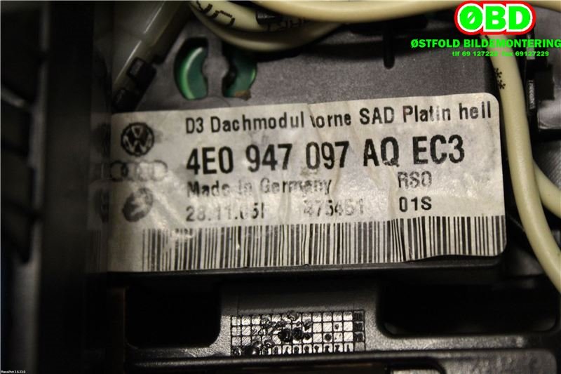 Taklyspanel til Audi A8 2003-2010 (Type II) (AUDI|4E0947137C||4E0947097AQ)