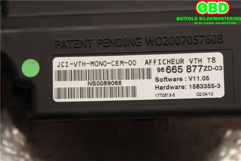 Instrumentpanel til Peugeot 3008 2009-2016 (Type I) (PEUGEOT|6593K3||96665877ZD)