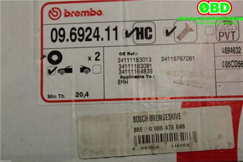 Bremseskive foran til BMW 5-Serie 1996-2003 (E39) (E39) (34116767061|)