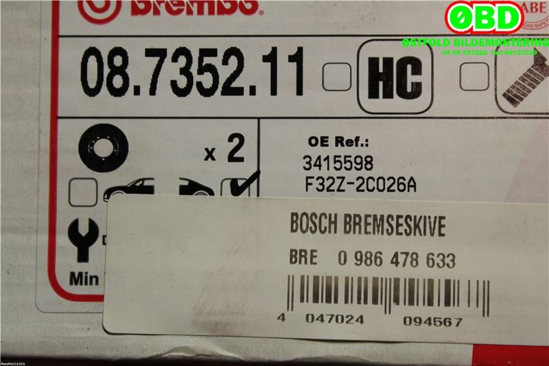Bremseskive bak til Mazda 626 1998-2002 (GF/GW) (GF/GW) (GTYF26251C|)