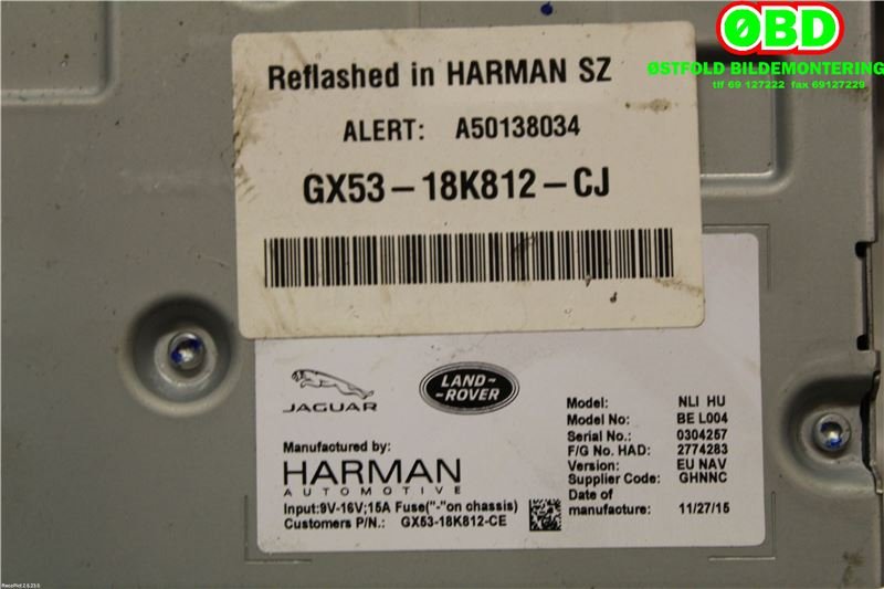Bilstereo forsterker til Land Rover Discovery Sport 2015-2019 (Fase 1)  (LAND-ROVER|LR083324|LR123633|GX5318K812CJ)