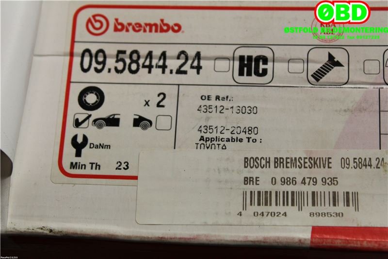 Bremseskive foran til Toyota Corolla 2002-2007  (4351213030|)