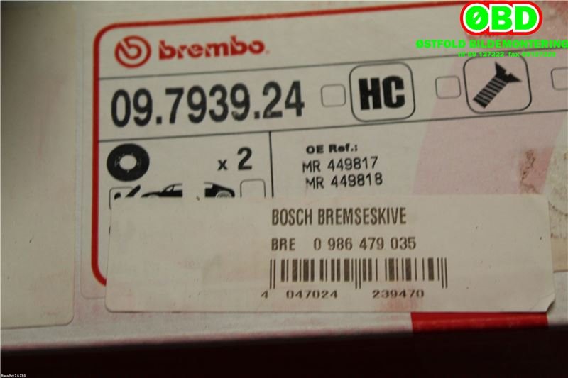 Bremseskive foran til Mitsubishi Space Wagon 2000-2004  (MR449817|)