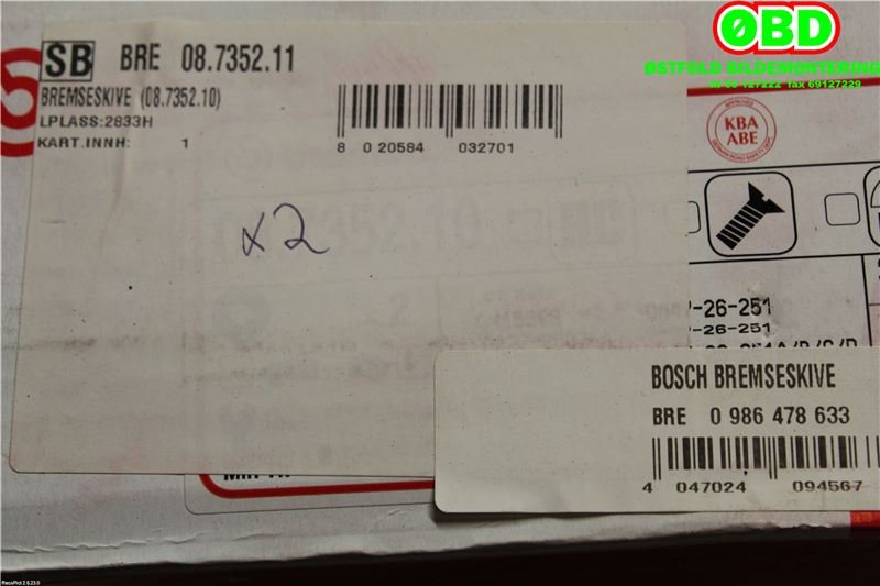 Bremseskive foran til Fiat Scudo 1997-2007 (Type I)  (1325772080|)