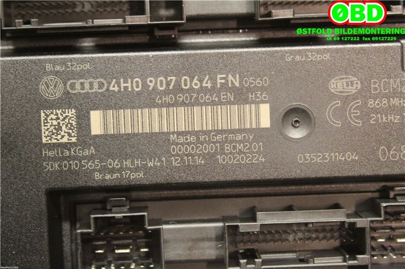 Styreenhet comfort (BCM) til Audi A6 2014-2018 (Type IV, Fase 2) (C7) (C7) (AUDI|4H0 907 064 FB|4H0 907 064 GB|4H0907064FN)