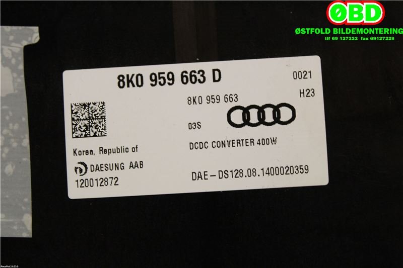 Styreenhet diverse til Audi A6 2014-2018 (Type IV, Fase 2) (C7) (C7) (AUDI|8K0 959 663 D||8K0959663D)