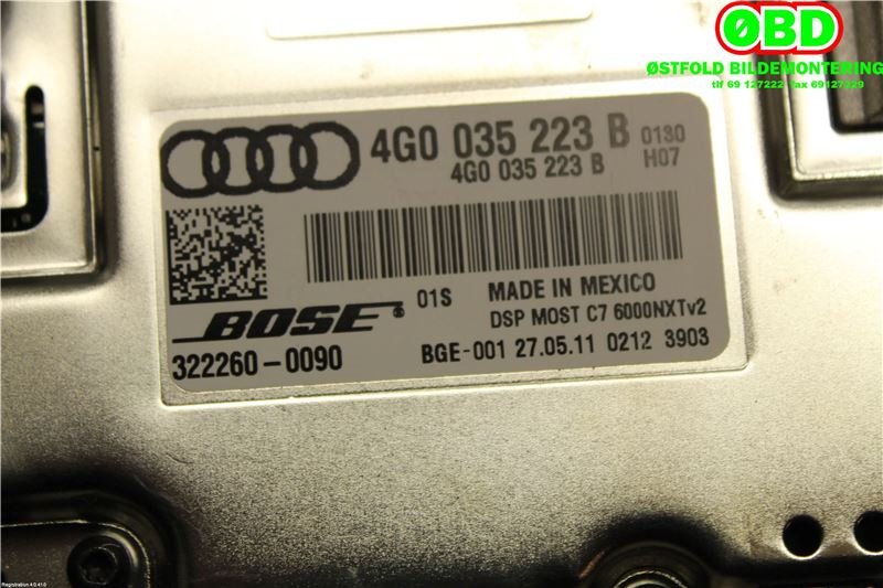 Bilstereo forsterker til Audi A6 2011-2014 (Type IV, Fase 1) (C7) (C7) (AUDI|4G0 035 223 B||4G0035223B)