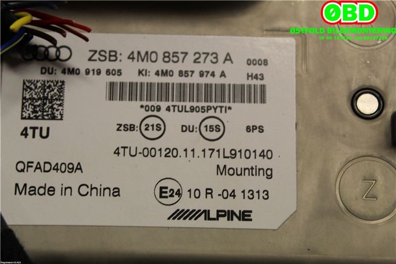 Instrument kjørecomputer til Audi Q7 2015-->> (Type II)  (AUDI|4M0 857 273 A||4M0857273A)