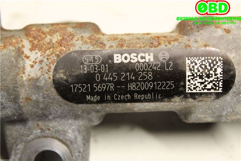 Dyseskinne (fuelrail) til Renault Master 2010-2013 (Type III, Fase 1)  (RENAULT|175215697R|0445214258)