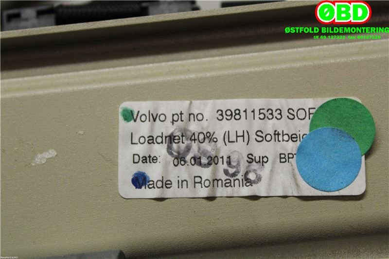 Bagasjerom hundegitter til Volvo V60 2010-2013 (Type I, Fase 1)  (VOLVO||39811533)