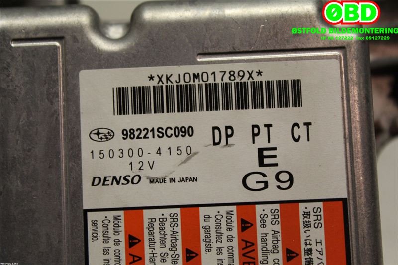 Airbag elektronikk til Subaru Forester 2008-2013 (Type III)  (SUBARU|98221SC090|)