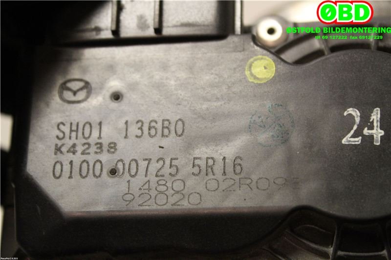 Spjeldhus til Mazda 3 2009-2013 (Type II)  (|SH01136B0)