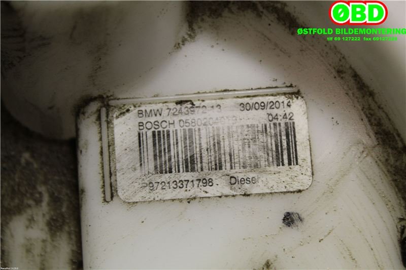 Dieselpumpe fødepumpe til BMW 3-Serie 2012-2018 (F30/F31/F34) (F30/F31/F34) (BMW|16 11 7 243 972||7243972)