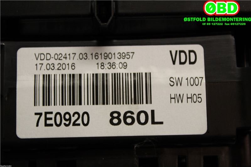 Instrumentpanel til VW Transporter / Caravelle 2015-2019 (T6) (T6) (VW Transporter|7E0 920 860 L||7E0920860L)