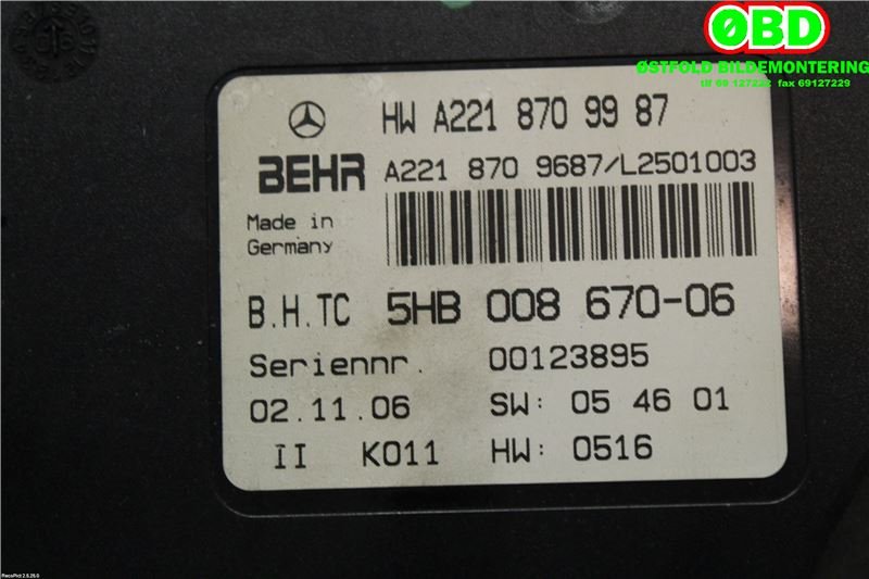 Styreenhet diverse til Mercedes S-Klasse 2005-2013 (W221) (W221) (MERCEDES||2218709687)