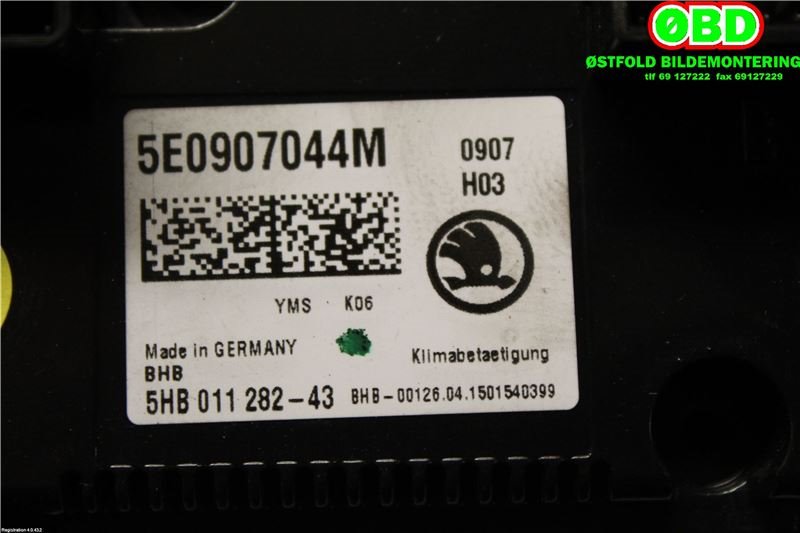 Varmeapparat betjening til Škoda Octavia 2013-2016 (Type III, Fase 1) (SKODA|5E0 907 044 M||5E0907044M)