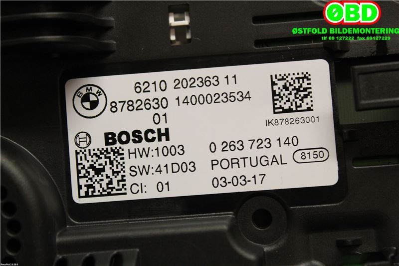Instrumentpanel til BMW 5-Serie 2017-->> (G30/G31) (G30/G31) (62 10 8 779 086||62108782630)