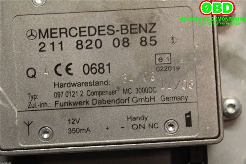 Antenne forsterker til Mercedes S-Klasse 2005-2013 (W221) (W221) (MERCEDES|A 211 820 08 85||2118200885)