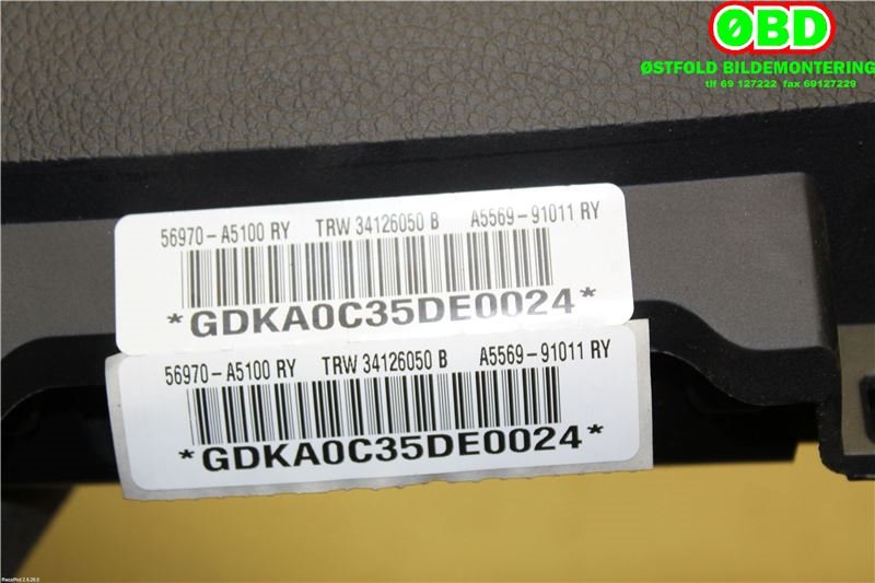 Airbag kne til Hyundai i30 2012-2017 (Type II)  (HYUNDAI|56970A5100RY|)