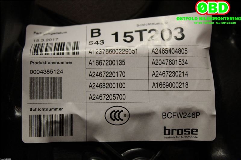 Ruteheis til Mercedes B-Klasse 2011-2018 (W246) (W246) (MERCEDES|A 246 720 57 00||2467205700)