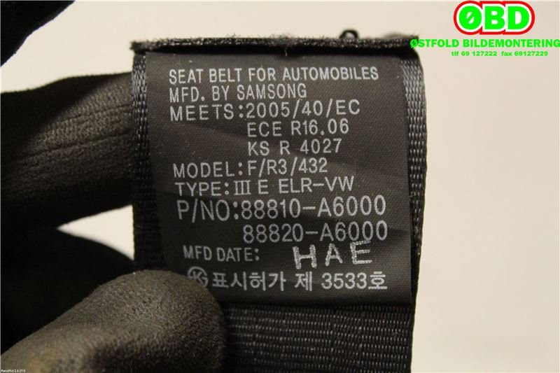 Airbag beltestrammer til Hyundai i30 2012-2017 (Type II)  (HYUNDAI|88810A6000TX||88810A6000)