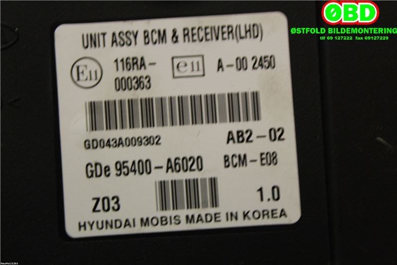 Styreenhet diverse til Hyundai i30 2012-2017 (Type II)  (HYUNDAI|95400A6020|)