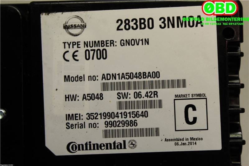 Styreenhet diverse til Nissan Leaf 2011-2017 (Type I)  (NISSAN|283B03NM0A|)