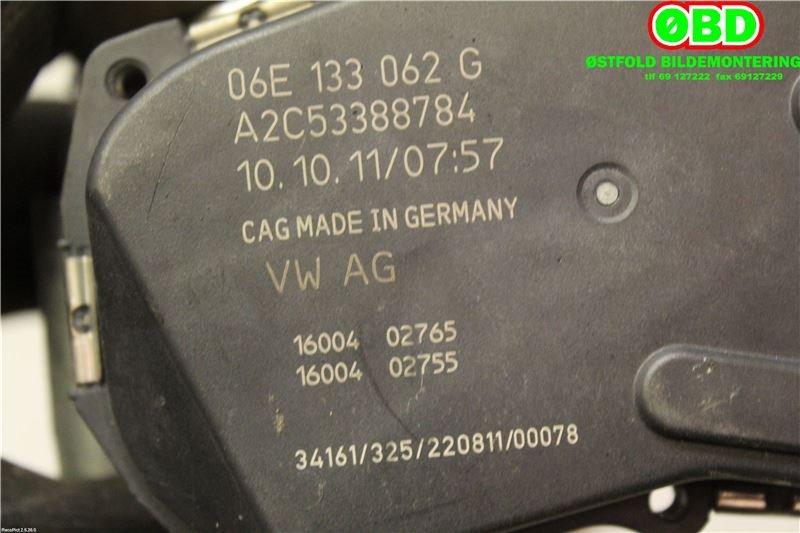 Spjeldhus til Audi A6 2011-2014 (Type IV, Fase 1) (C7) (C7) (AUDI|06E 133 062 G|06E 133 062 H|06E133062G)