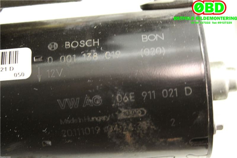 Starter til Audi A6 2011-2014 (Type IV, Fase 1) (C7) (C7) (AUDI|06E 911 024 A|06E 911 024 AX|06E911021D)